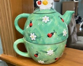 3 Piece Peggy jo Ackley Ladybug Teapot