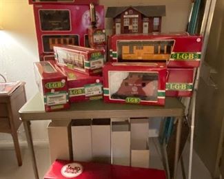 Large Lot of Lehmann-Gross-Bahn Train cars and accessories;  most in original boxes. G-Scale. Excellent condition.  