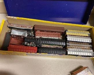 assorted model train cars
