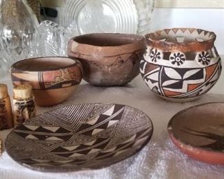 small. Acoma bowls and flat dis h   circa 1950