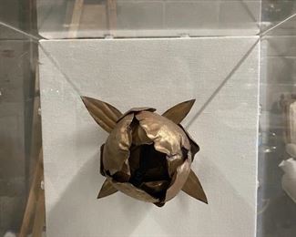Lucite Boxed Framed Metal Flower