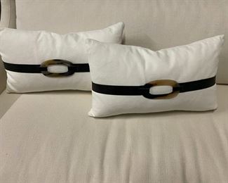 leather Wrapped Pair of Pillows