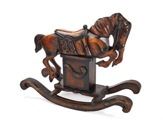 1016
A Large Carousel-Style Carved Wood Rocking Horse
Fourth-Quarter 20th Century
On twin rocker base
46" H x 58" W x 23.5" D
Estimate: $600 - $900