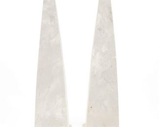 1068
A Pair Of Rock Crystal Obelisks
20th Century
Each with a single pedestal base, 2 pieces
Each: 11.5" H x 2.75" W x 2.75" D
Estimate: $400 - $600