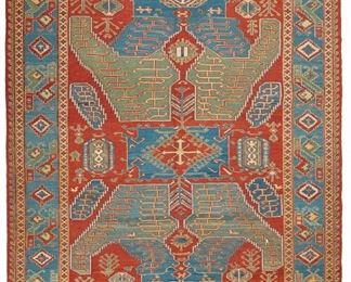 1080
An Afghan Dragon Soumak-Style Area Rug
Fourth-Quarter 20th Century
Wool on wool foundation, with polychrome geometric motifs
78" L x 68.5" W
Estimate: $200 - $400