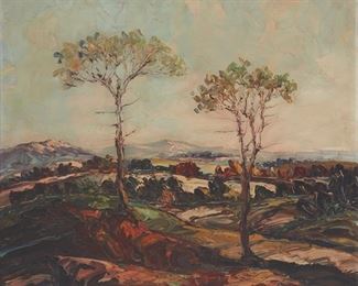 1085
Leonid Gechtoff
1883-1941, American
"Autumn In Java"
Oil on canvas
Signed lower right: L. Gechtoff
25" H x 30" W
Estimate: $600 - $800