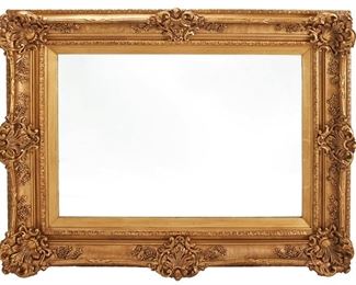 1089
A Carved Giltwood Wall Mirror
First-Quarter 20th Century
The rectangular giltwood frame with elaborate floral and rocaille motifs enclosing a rectangular mirror
55" H x 43" W x 5" D
Estimate: $600 - $900