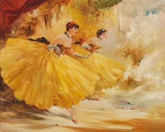 1123
Aldo Affortunati
1906-1991, Italian
Two Ballerinas
Oil on canvas
Signed lower left: Affortunati Aldo
19.5" H x 23.5" W
Estimate: $600 - $800