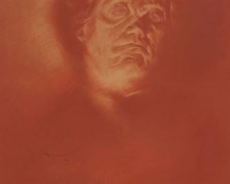 1126
Jean Negulesco
1900-1993, Romanian/American
Head Of A Man
Chalk on paper under glass
Signed and dated lower left: J Negulesco
Sight: 28.5" H x 21" W
Estimate: $600 - $800