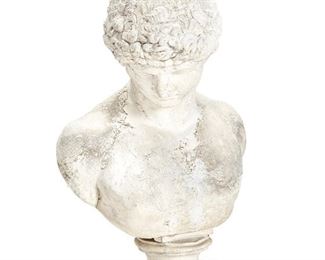 1131
A Cast Stone Bust
20th Century
Depicting a Roman-style figure
23" H x 15" W x 7.5" D
Estimate: $400 - $600