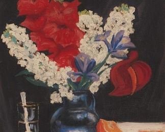 1162
George Hurrell
1904-1992, Los Angeles, CA
Floral Still Life, 1935
Oil on plasterboard
Signed and dated lower left: Hurrell
29" H x 23" W
Estimate: $600 - $800