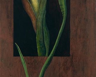 1164
Olga Seem
b. 1927, American
"Evensii," (3), 1997
Acrylic on paper on laminated wood
Signed, titled and dated verso: Olga Seem / November 16, 1997 ©
20" H x 15" W
Estimate: $100 - $200