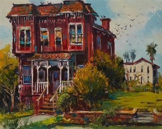 1213
Ben Abril
1923-1995, Los Angeles, CA
"Lingering Memories"
Oil on canvas
Signed lower right: Ben Abril; titled on the stretcher bar
24" H x 30" W
Estimate: $1,000 - $2,000