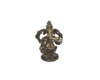 1255
A Miniature Indian Bronze Figure Of Ganesha
Circa 18th/19th Century or Later
Depicting a seated Ganesha on a lotus flower
1.25" H x 1.75" W x 1.5" D
Estimate: $300 - $500