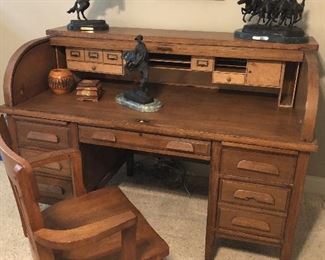 Antique Oak Roll top desk