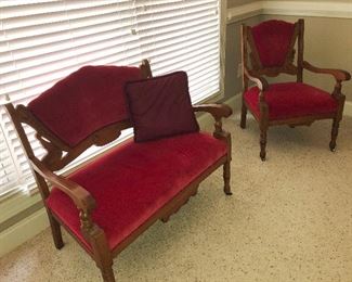Antique Victorian Settee with matching arm chair