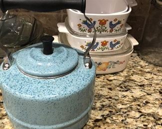 Paula Dean Teapot; (S O L D Country Festival Bluebirds Corning Ware)