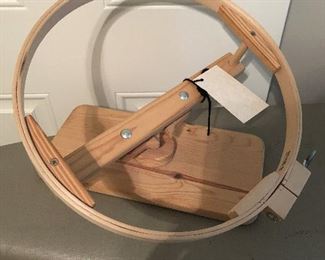 embroidery hoop on stand