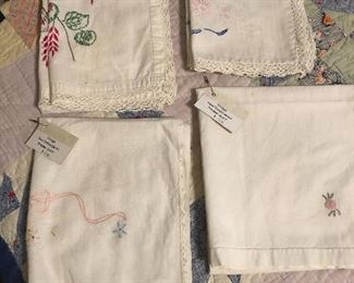 Vintage hand embroidered dresser scarves - 2 left
