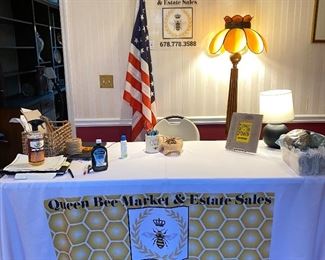 Getting our "Situation" all set up for our newest estate sale! This home is filled with beautiful antiques, mid-century modern furniture,  gorgeous cut glass serving pieces, antique china and antique French hand forged hammered copper pots with lids, cauldrons, basins, jello molds and beautiful decorative pieces as well. 