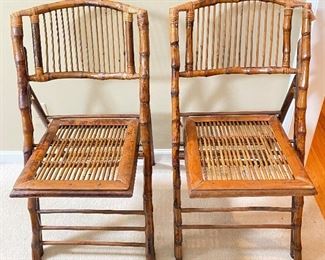Authentic pair of bamboo folding chairs