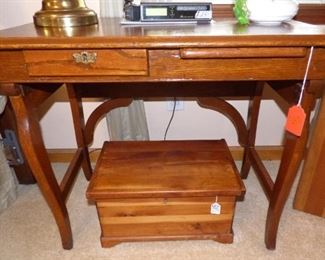 Vintage Oak Writing Desk, Small Cedar check with key