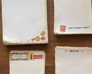 Vintage “MENU” Stationary with Coca Cola - 7 UP - Schaefer, 