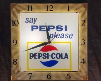 7. "1960's "Say Pepsi Please" Lighted Wall Clock