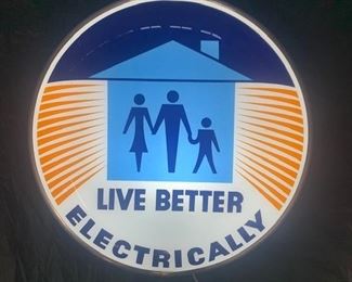 21. Live Better Electrically 1960s Light Up Sign 15 dia.