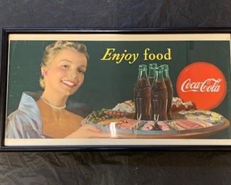 26. Coca Cola 1952 Framed Enjoy Coke Paper Sign