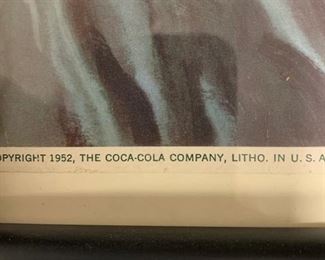 26a. Coca Cola 1952 Framed Paper Sign
