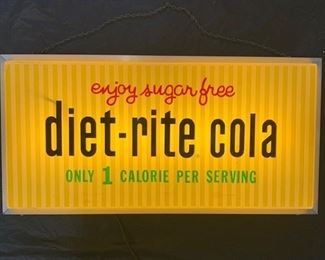 29. 1960's Enjoy Sugar Free Diet-Rite Cola Lighted Advertising Sign