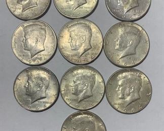 49. 10 1964 Kennedy Silver Half Dollars