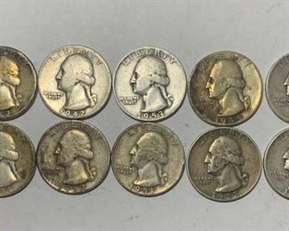 51. 10 Washington Silver Quarters