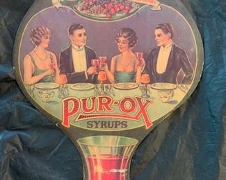 70. 1920s Purox Syrups Advertising Fan