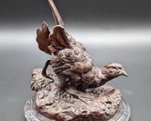 Bronze Pheasant Sculpture with Marble Base. There is some light paint wear that can be seen in the photos. Measures 10” high and 5” x 7” at the base.