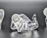 Trio of Daum France Crystal Cherubs. All look to be in excellent condition. The largest in the middle measures 3.5” wide and 2” high.