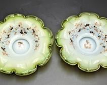 Pair of Petite Iridescent Portrait Plates. Both look to be in great condition and each measures 6” in diameter.