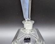 Vintage German Art Deco Crystal Perfume Bottle. Measures 8.5” high and 3.25” wide.