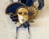 Venetian Golden Queen Mask. Signed by the artist and marked Italy. Measures 14” wide and 13” high.