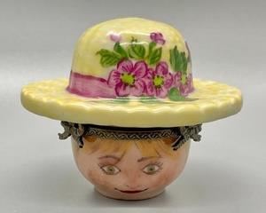 Lovely Lady Head Limoges of France Trinket Box measures 2 inches tall.