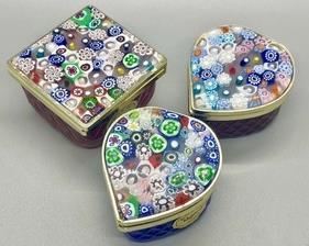 The largest of these stunning Murano trinket boxes measures 2.5x1.5x2.5 inches.