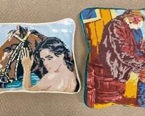 The largest of these nifty handcrafted needlepoint pillows measure 13x17 inches