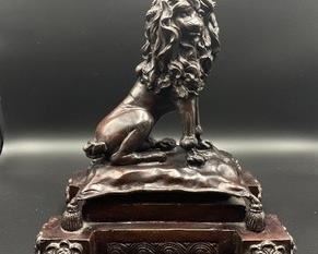 Decorative Lion Sculpture by Maitland-Smith of Thailand. Measures 13x12x8 inches