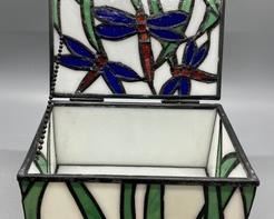 Dragonfly Stained Glass Box measures 6x4x3 inches
