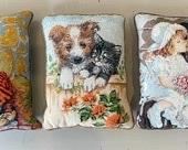 The largest of these handcrafted needlepoint pillows measures 13x17 inches.