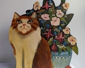 Painted Cat Board by John Butler. Cool free standing painted board! Measures 21” x 24”.