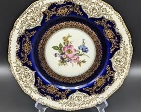 Honenberg Bavaria Cobalt and Gold Porcelain Dish. A beautiful antique dish that is in excellent condition. Measures 10.5” in diameter.