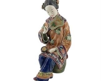 Lot 034
Shiwan Chinese Porcelain Female Figurine on Garden Stool
