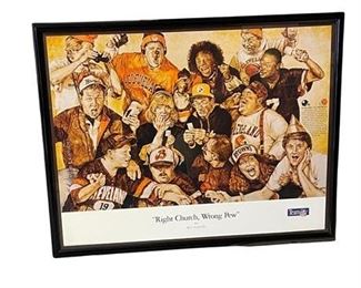 Lot 314
Team NFL Bob Leathers 'Right Church, Wrong Pew' Framed Poster